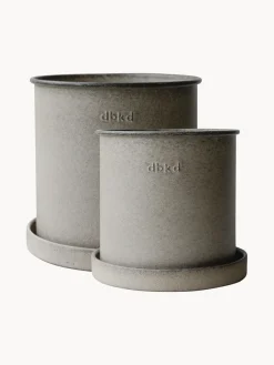 Maceteros|Maceteros De Exterior>DBKD Maceteros Plant, 2 uds. Beige claro jaspeado mate