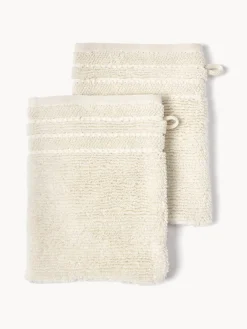 New Manoplas de baño con borde a rayas Luxe, 2 uds. Toallas|Mantas