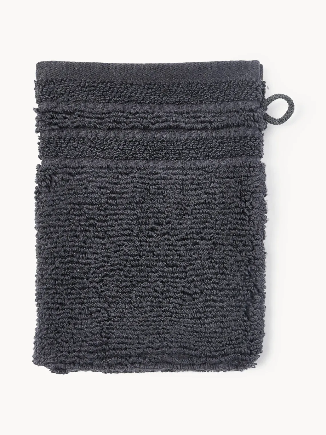 Toallas|Mantas>Westwing Collection Manoplas de baño con borde a rayas Luxe, 2 uds. Gris antracita