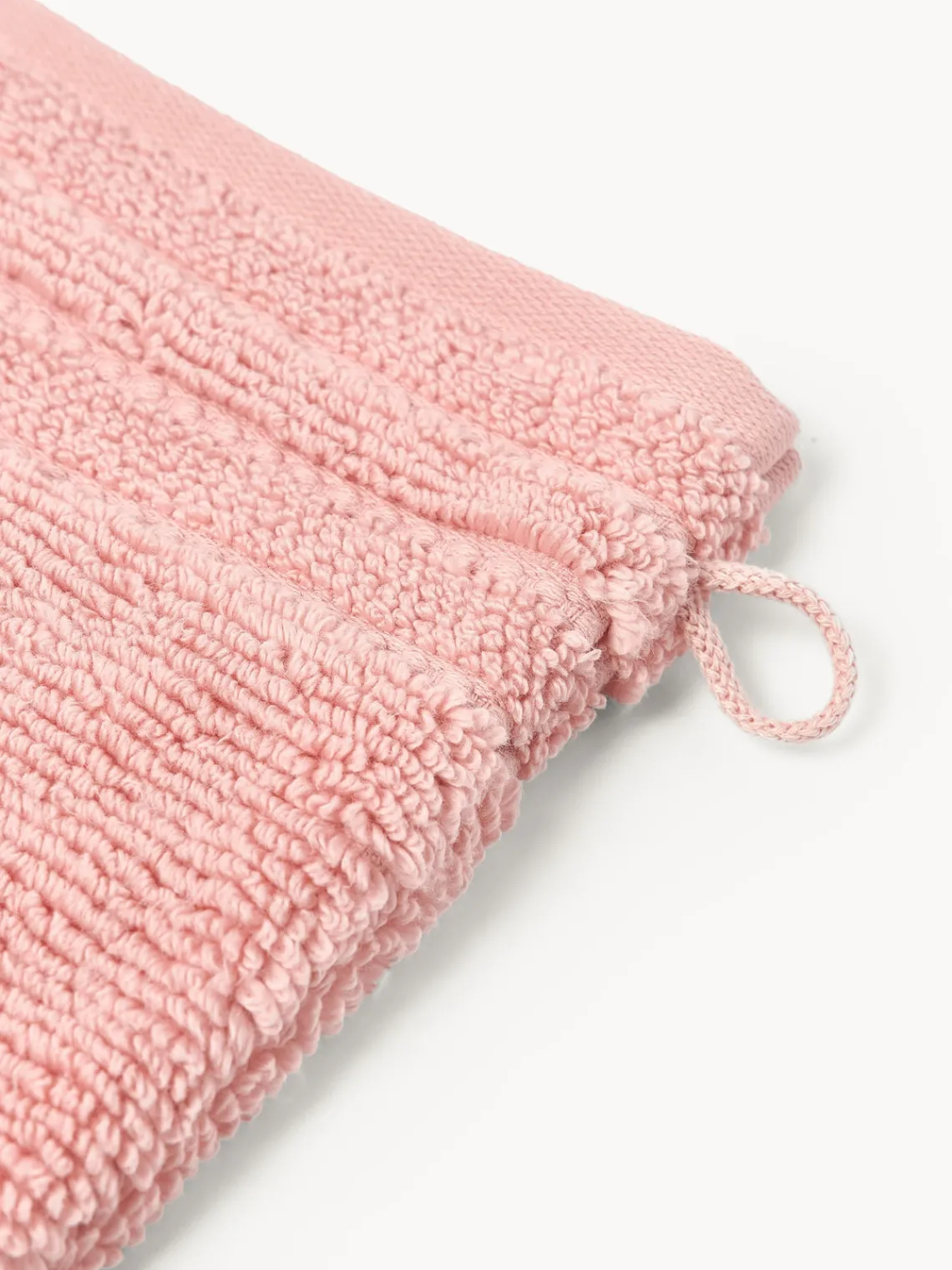 Toallas|Mantas>Westwing Collection Manoplas de baño con borde a rayas Luxe, 2 uds. Melocotón