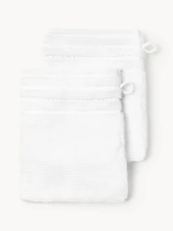 Online Manoplas de baño con borde a rayas Luxe, 2 uds. Toallas|Mantas