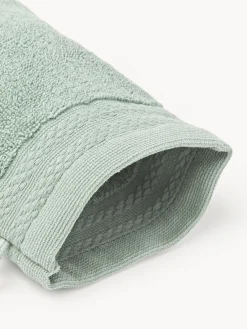 Toallas|Mantas></noscript>Westwing Collection Manoplas de baño de algodón ecológico Premium, 2 uds. Verde salvia