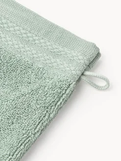 Toallas|Mantas></noscript>Westwing Collection Manoplas de baño de algodón ecológico Premium, 2 uds. Verde salvia
