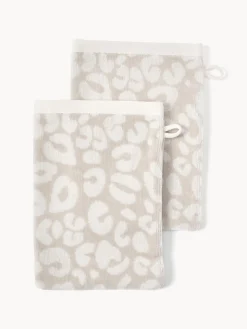 Toallas|Mantas>Westwing Collection Manoplas de baño Leo, 2 uds. Beige, Off White