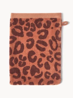 Toallas|Mantas>Westwing Collection Manoplas de baño Leo, 2 uds. Terracota, marrón oscuro