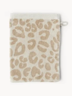 Toallas|Mantas>Westwing Collection Manoplas de baño Leo, 2 uds. Blanco crema, beige