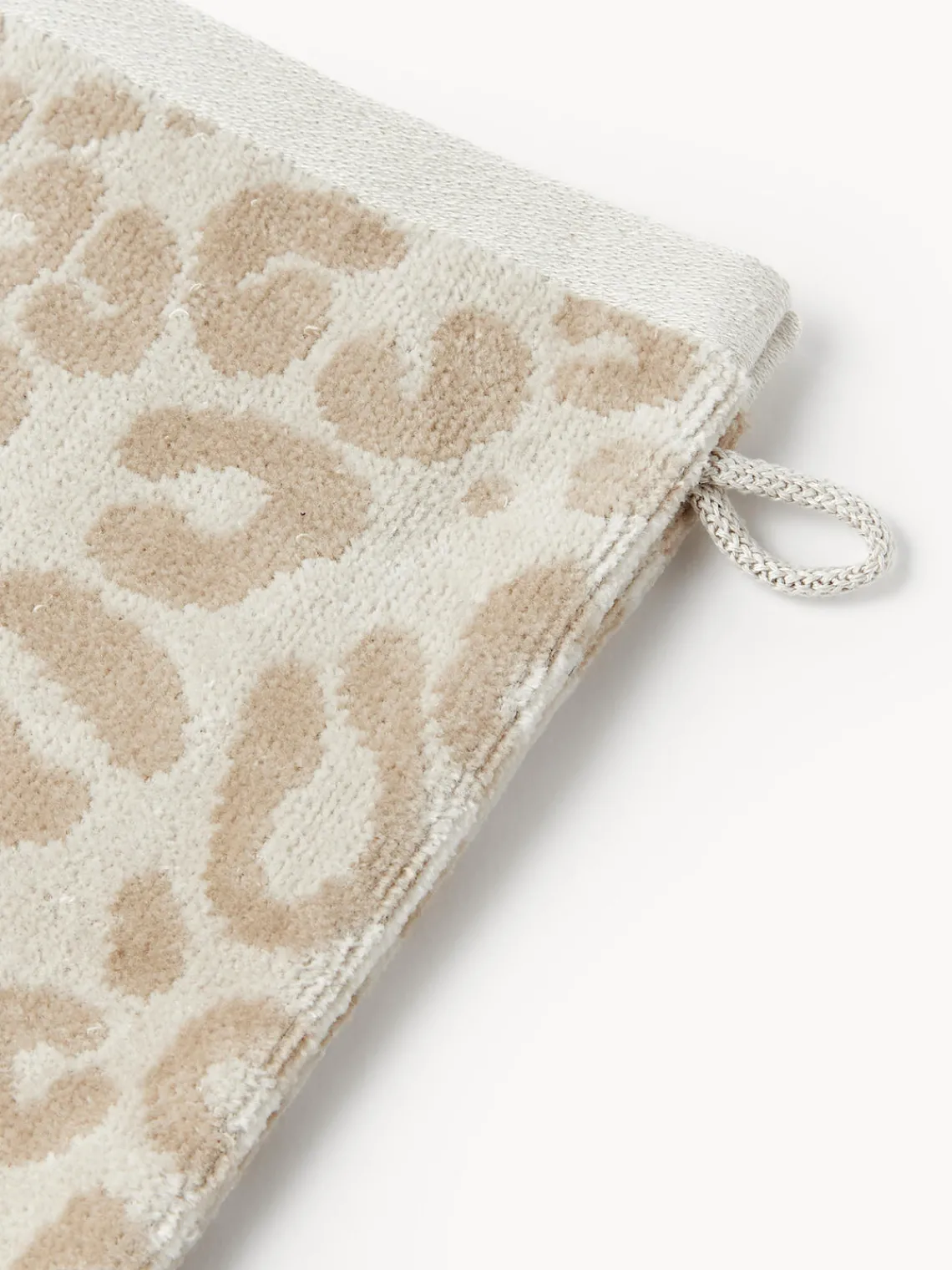 Toallas|Mantas>Westwing Collection Manoplas de baño Leo, 2 uds. Blanco crema, beige