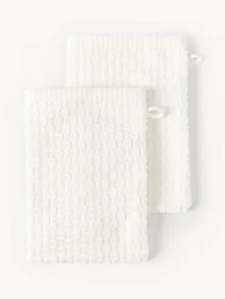 Toallas|Mantas>Westwing Collection Manoplas de baño Niam, 2 uds. Blanco crema