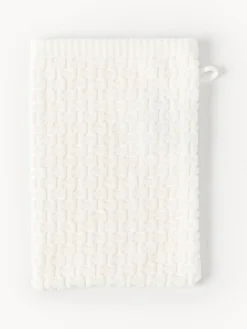 Toallas|Mantas>Westwing Collection Manoplas de baño Niam, 2 uds. Blanco crema