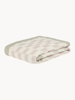 Mantas Y Alfombras De Juego|Decoración Infantil>Nobodinoz Manta acogedora de algodón Vibes Blanco Off White, verde oliva, lavanda