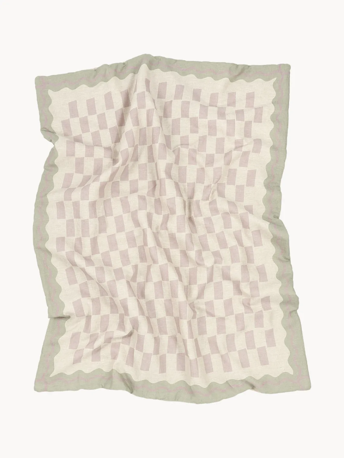 Mantas Y Alfombras De Juego|Decoración Infantil>Nobodinoz Manta acogedora de algodón Vibes Blanco Off White, verde oliva, lavanda