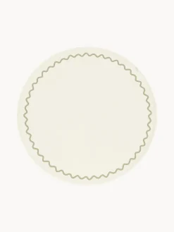 Mantas Y Alfombras De Juego|Decoración Infantil>Nobodinoz Manta de juego redonda de algodón Vibes Blanco Off White, verde oliva