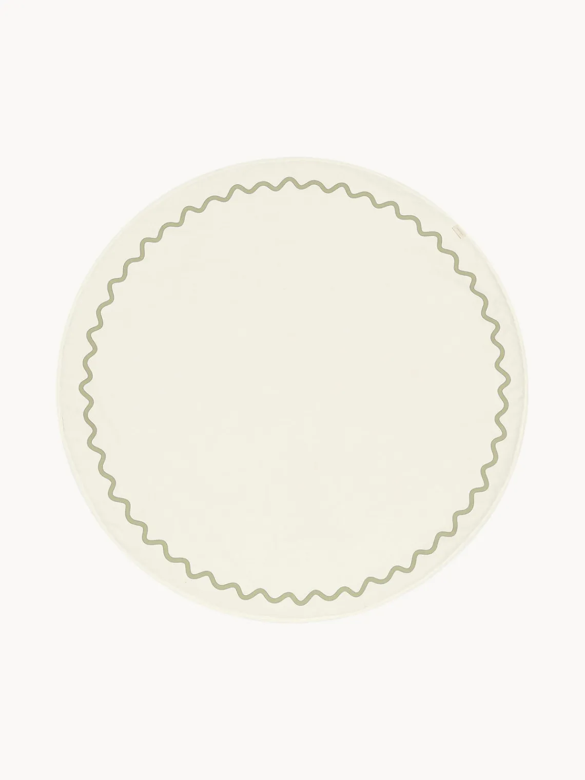 Mantas Y Alfombras De Juego|Decoración Infantil>Nobodinoz Manta de juego redonda de algodón Vibes Blanco Off White, verde oliva