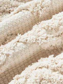 Outlet Manta de lana de punto grueso artesanal con flecos Belen Mantas|Cojines Decorativos