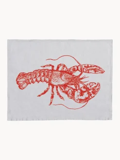Best Mantel individual de lino artesanal Lobster Manteles Individuales|Vajillas Completas