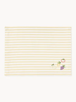 Hot Manteles individuales a rayas con motivos bordados Melony, 2 uds. Manteles Individuales|Manteles Individuales