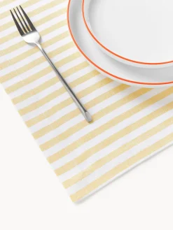 Hot Manteles individuales a rayas con motivos bordados Melony, 2 uds. Manteles Individuales|Manteles Individuales