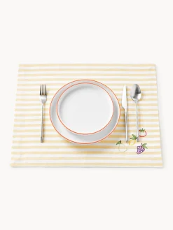 Hot Manteles individuales a rayas con motivos bordados Melony, 2 uds. Manteles Individuales|Manteles Individuales