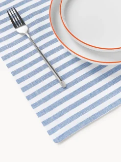 Clearance Manteles individuales a rayas con motivos bordados Melony, 2 uds. Manteles Individuales|Manteles Individuales