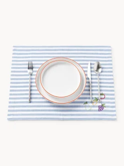 Clearance Manteles individuales a rayas con motivos bordados Melony, 2 uds. Manteles Individuales|Manteles Individuales