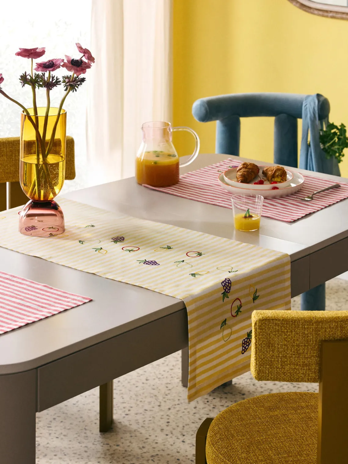 Discount Manteles individuales a rayas con bordados Melony, 2 uds. Manteles Individuales|Manteles Individuales