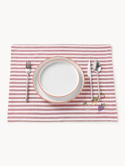 Discount Manteles individuales a rayas con bordados Melony, 2 uds. Manteles Individuales|Manteles Individuales