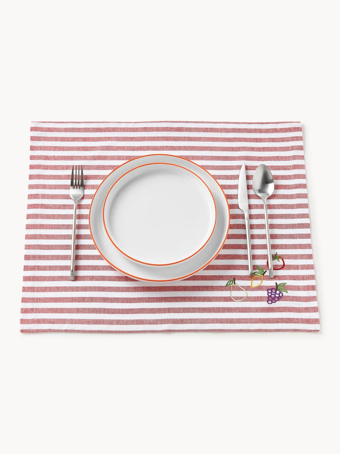 Discount Manteles individuales a rayas con bordados Melony, 2 uds. Manteles Individuales|Manteles Individuales