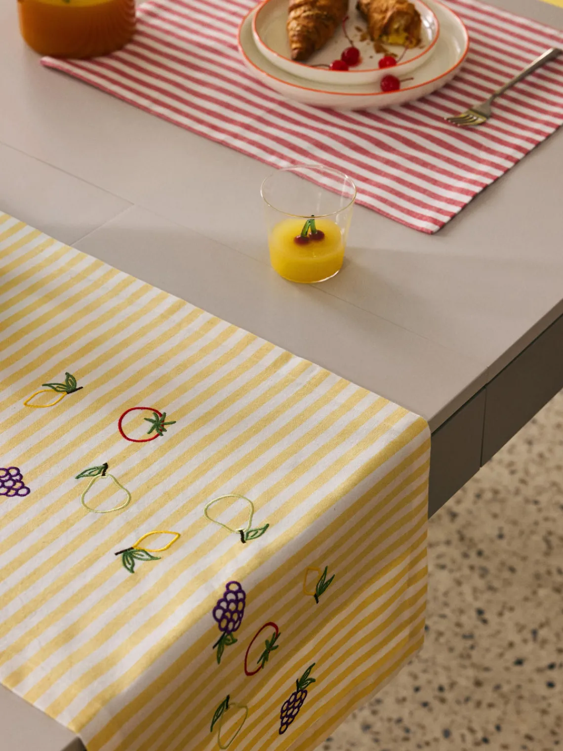 Discount Manteles individuales a rayas con bordados Melony, 2 uds. Manteles Individuales|Manteles Individuales