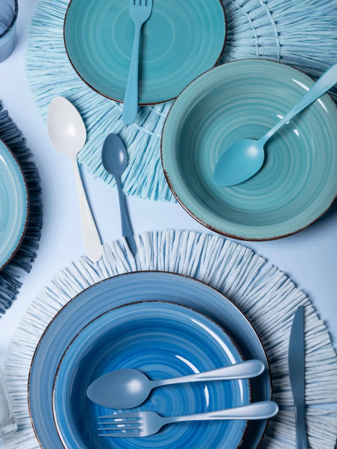 Manteles Individuales|Vajillas Completas>Villa D'Este Home Tivoli Manteles individuales artesanañes Tovaglietta, 6 uds. Tonos turquesa y azules