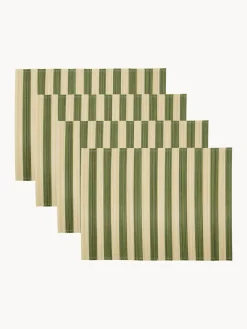 Manteles Individuales|Vajillas Completas>House Doctor Manteles individuales artesanales Rayas, 4 uds. Beige claro, verde oscuro