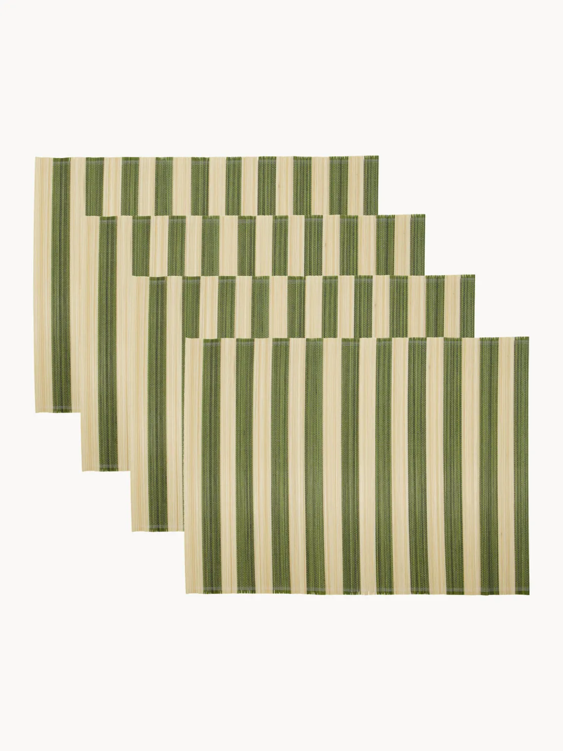 Manteles Individuales|Vajillas Completas>House Doctor Manteles individuales artesanales Rayas, 4 uds. Beige claro, verde oscuro