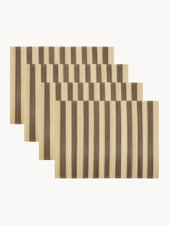 Manteles Individuales|Manteles Individuales>House Doctor Manteles individuales artesanales Rayas, 4 uds. Beige, marrón oscuro