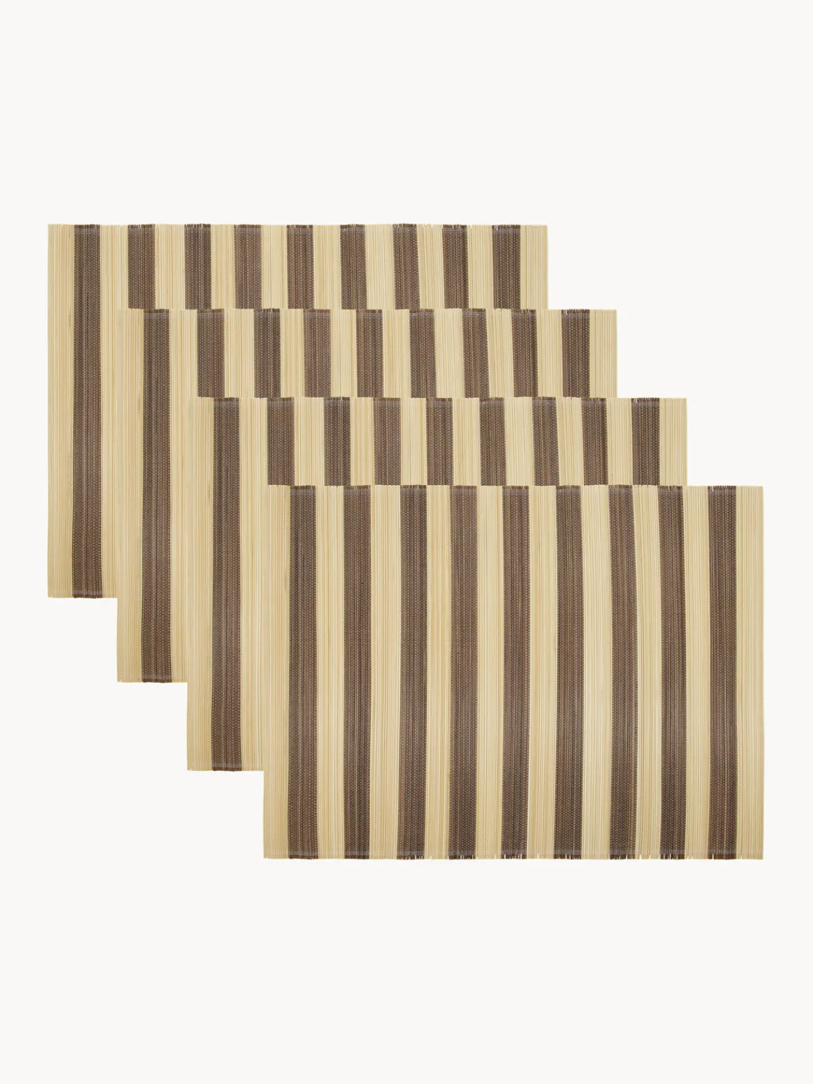 Manteles Individuales|Manteles Individuales>House Doctor Manteles individuales artesanales Rayas, 4 uds. Beige, marrón oscuro