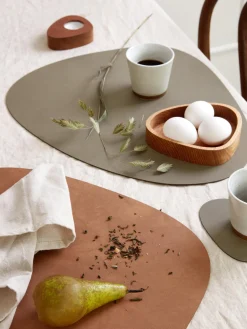 New Manteles individuales asimétricos de cuero Curve, 4 uds. Manteles Individuales|Vajillas Completas