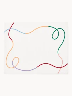 Manteles Individuales|Manteles Individuales>Westwing Collection Manteles individuales con bordado abstracto Sue, 2 uds. Blanco Off White, multicolor