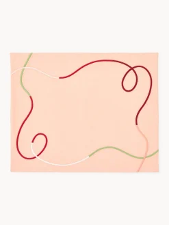 Manteles Individuales|Manteles Individuales>Westwing Collection Manteles individuales con bordado abstracto Sue, 2 uds. Melocotón, muliticolor