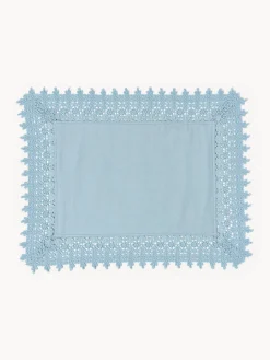 Manteles Individuales|Manteles Individuales>Westwing Collection Manteles individuales con ribete de encaje Flavia, 2 uds. Azul claro