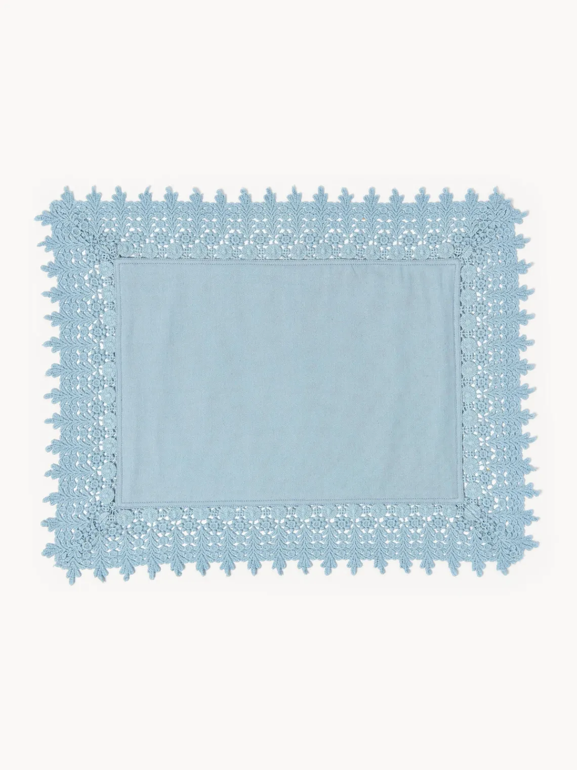 Manteles Individuales|Manteles Individuales>Westwing Collection Manteles individuales con ribete de encaje Flavia, 2 uds. Azul claro