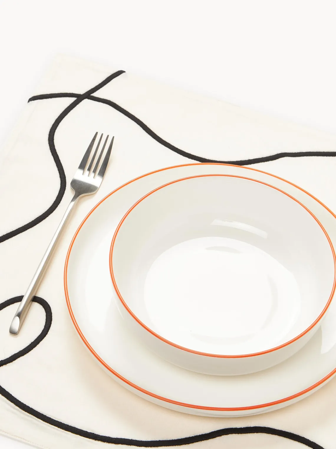 Outlet Manteles individuales con bordado abstracto Sue, 2 uds. Manteles Individuales|Vajillas Completas