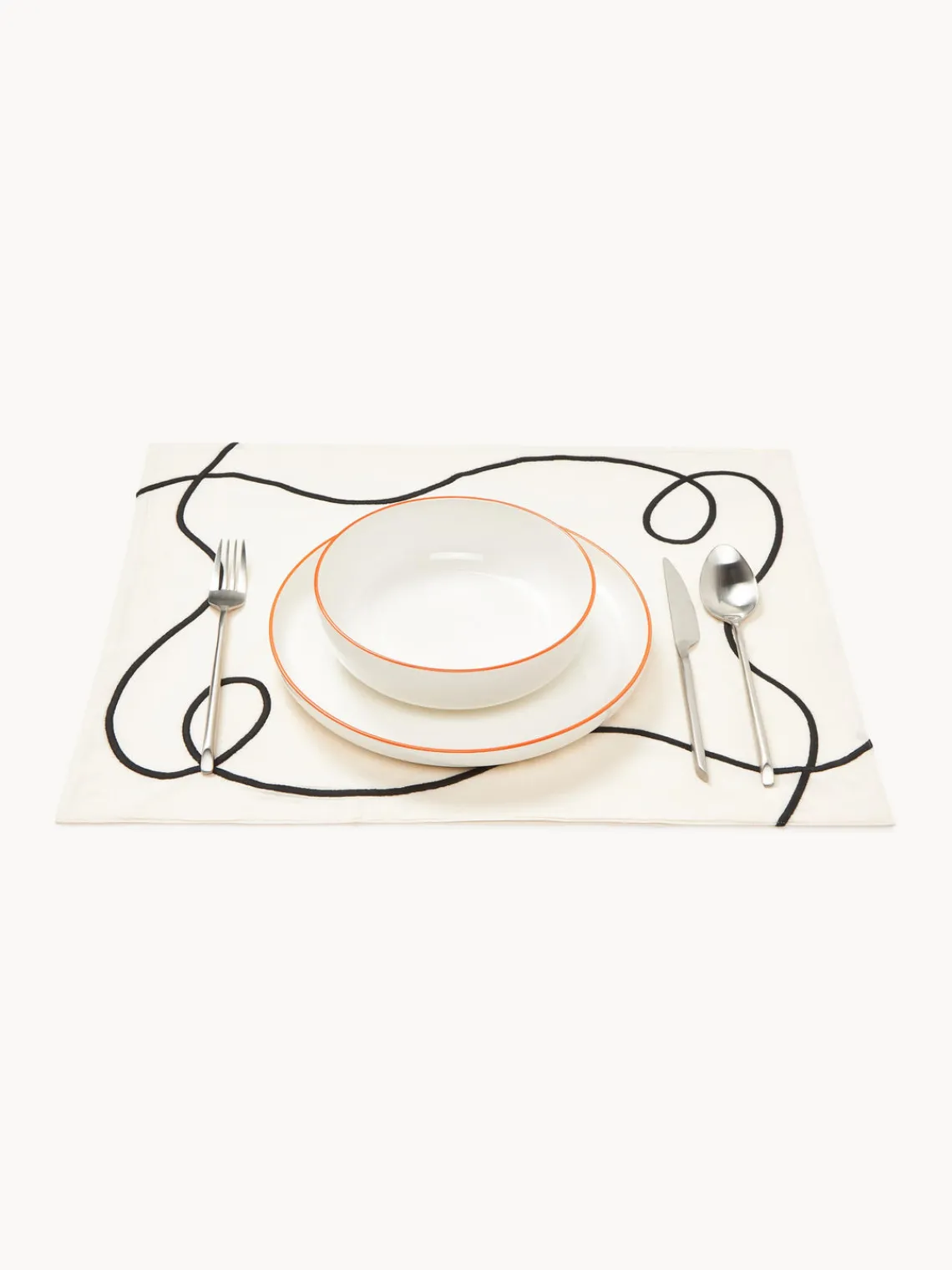 Outlet Manteles individuales con bordado abstracto Sue, 2 uds. Manteles Individuales|Vajillas Completas