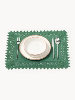 Manteles Individuales|Manteles Individuales></noscript>Westwing Collection Manteles individuales con ribete de encaje Flavia, 2 uds. Verde oscuro