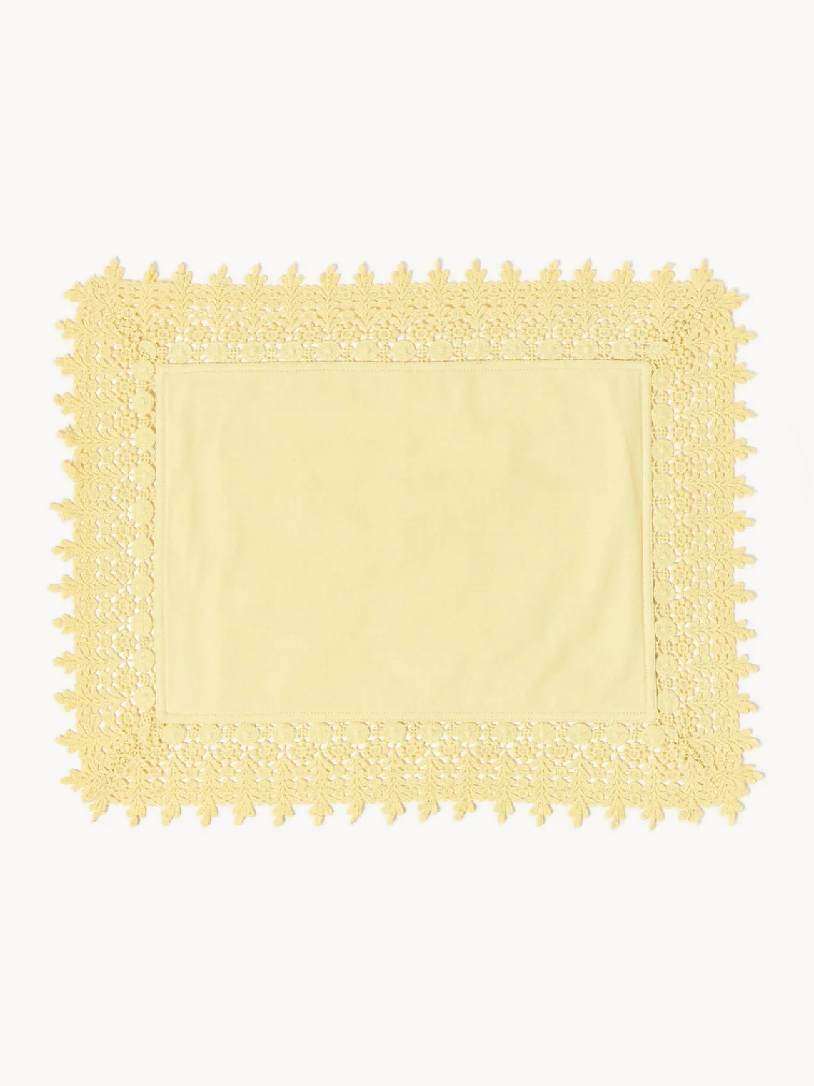 Manteles Individuales|Vajillas Completas>Westwing Collection Manteles individuales con ribete de encaje Flavia, 2 uds. Amarillo claro