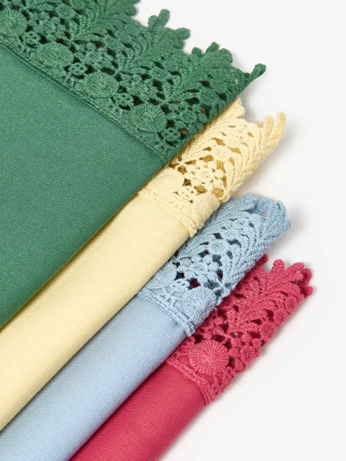 Manteles Individuales|Vajillas Completas>Westwing Collection Manteles individuales con ribete de encaje Flavia, 2 uds. Amarillo claro