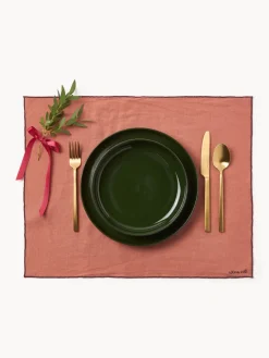 Clearance Manteles individuales de lino con bordado Cosmo, 4 uds. Manteles Individuales|Vajillas Completas