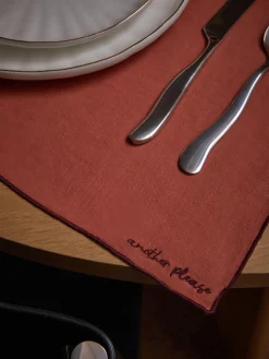 Clearance Manteles individuales de lino con bordado Cosmo, 4 uds. Manteles Individuales|Vajillas Completas