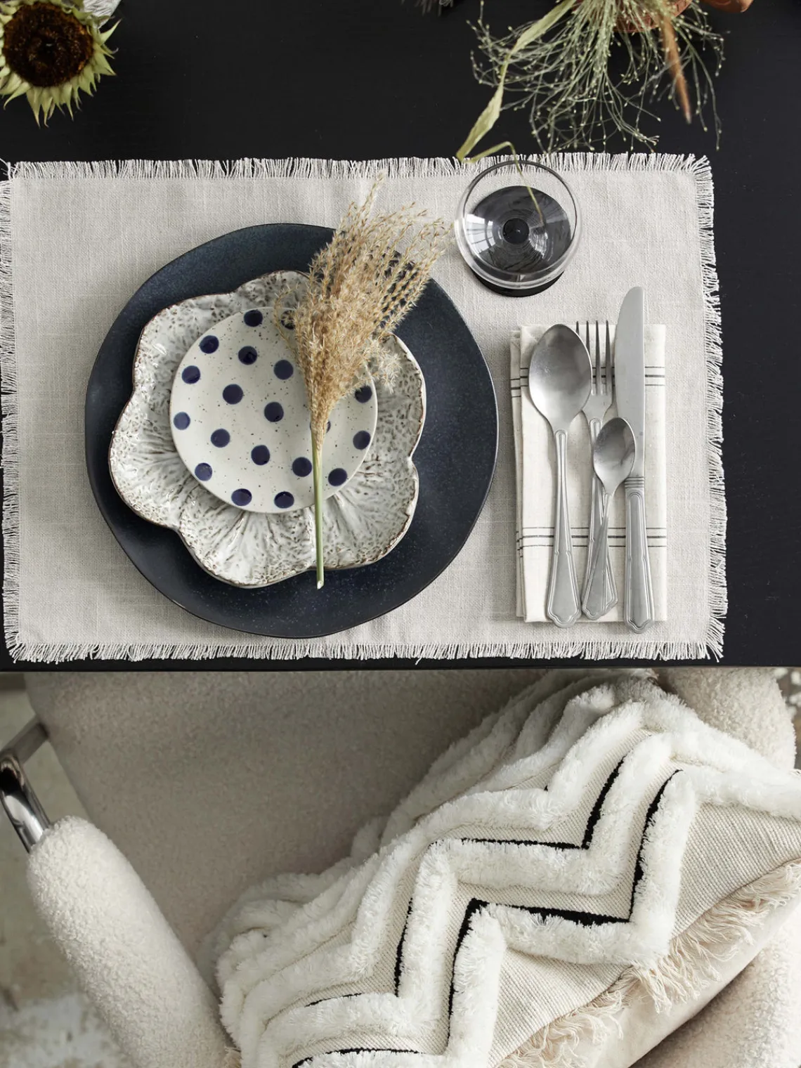 Manteles Individuales|Manteles Individuales>Nordal Manteles individuales de algodón Leo, 4 uds. Beige claro