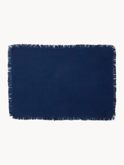 Manteles Individuales|Manteles Individuales>Nordal Manteles individuales de algodón Leo, 4 uds. Azul oscuro