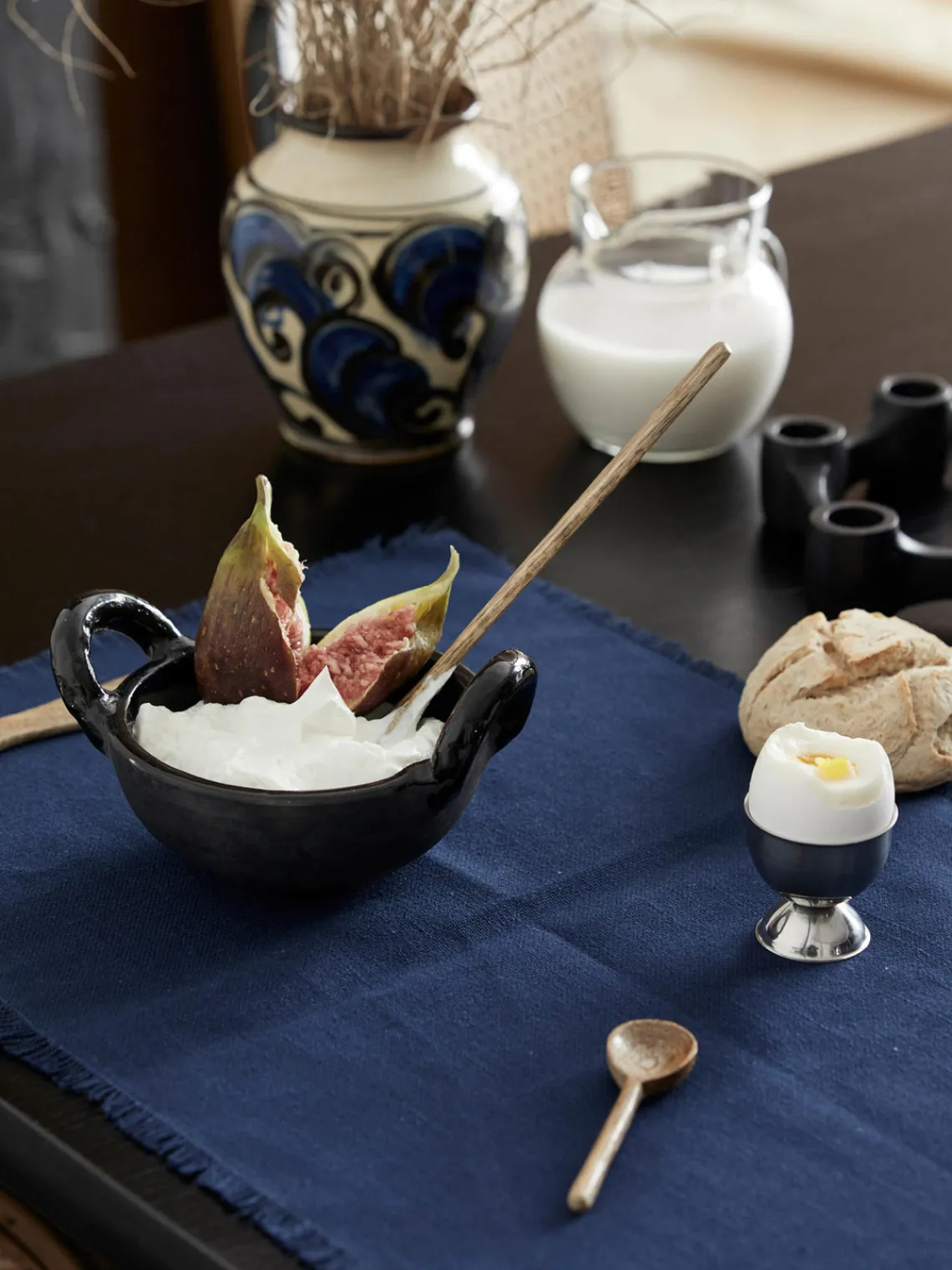 Manteles Individuales|Manteles Individuales>Nordal Manteles individuales de algodón Leo, 4 uds. Azul oscuro