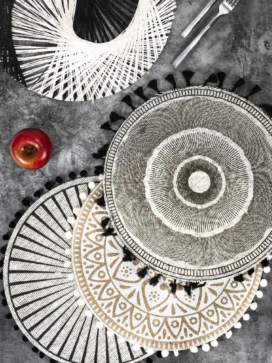 Clearance Manteles individuales Poms (6 uds.) Manteles Individuales|Vajillas Completas