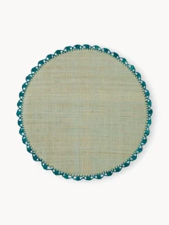 Manteles Individuales|Vajillas Completas>Bitossi Home Manteles individuales redondos Senape, 2 uds. Verde oliva, azul petróleo